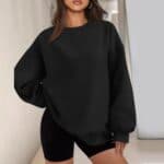 Womens Oversized Fleece Pullover Crewneck Sweater