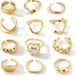 Chunky Gold Rings Set for Women Boho