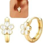 MILACOLATO 925 Sterling Silver Flower Hoop Earrings