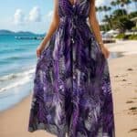 Women Summer Maxi Dress Sexy V Neck