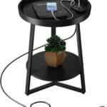 Gadroad Round End Table with Charging Station