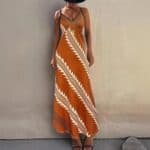 Womens Summer Spaghetti Strap Dress Retro Geometric