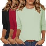 Zeagoo Tops for Women 3 Pack 3/4