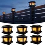 6 Pack Solar Flame Post Lights Outdoor