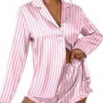 Ekouaer Womens Satin Pajama Sets Long Sleeve