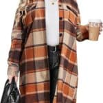 INVOLAND Womens Plus Size Flannel Shirts Long