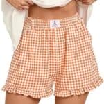 ANRABESS Womens Ruffle Boxer Shorts Pajama Gingham