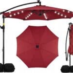 Tangkula 10ft Solar Patio Umbrella with Base