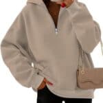 RIROW Womens Half Zip Oversized Hooded Sweatshirt
