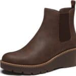 Athlefit Womens Chelsea Wedge Boots Elastic Platform