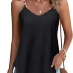 RIROW Womens Tank Tops Eyelet Sleeveless Spaghetti