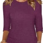 Womens 3/4 Sleeve Shirts Round Neck Tunic