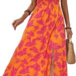 STYLEWORD Women Summer Off Shoulder Bohemian Maxi