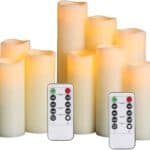 9 Pack Ivory Real Wax Flameless Candles