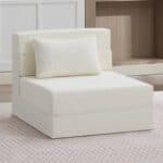 Foldable Chenille Floor Sofa Chair with Pillow