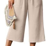 Qixing Womens High Waisted Wide Leg Capri