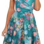 oxiuly Womens VNeck Cap Sleeve Floral Casual
