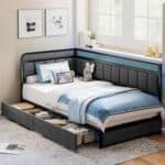 LIKIMIO Twin Corner Bed Frame with Storage