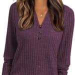 Famulily Womens Sweaters Classic V Neck Buttons