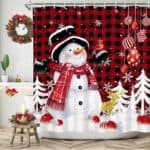 Winter Christmas Snowman Shower Curtain 72×72 in