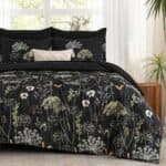 Yiran 7 Piece Black Floral Comforter Set